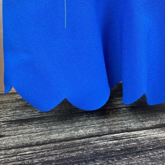 J Crew Blue Sleeveless Fit & Flair Scallop Hem Dress 0 - Picture 4 of 7